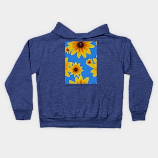 Blackeyed Susan on Blue Repeat 5748 Kids Hoodie